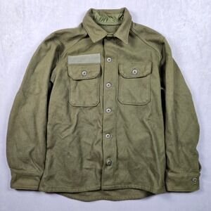 Vintage Military Cold Weather Field Shirt Mens Large Green Wool Nylon OG-108